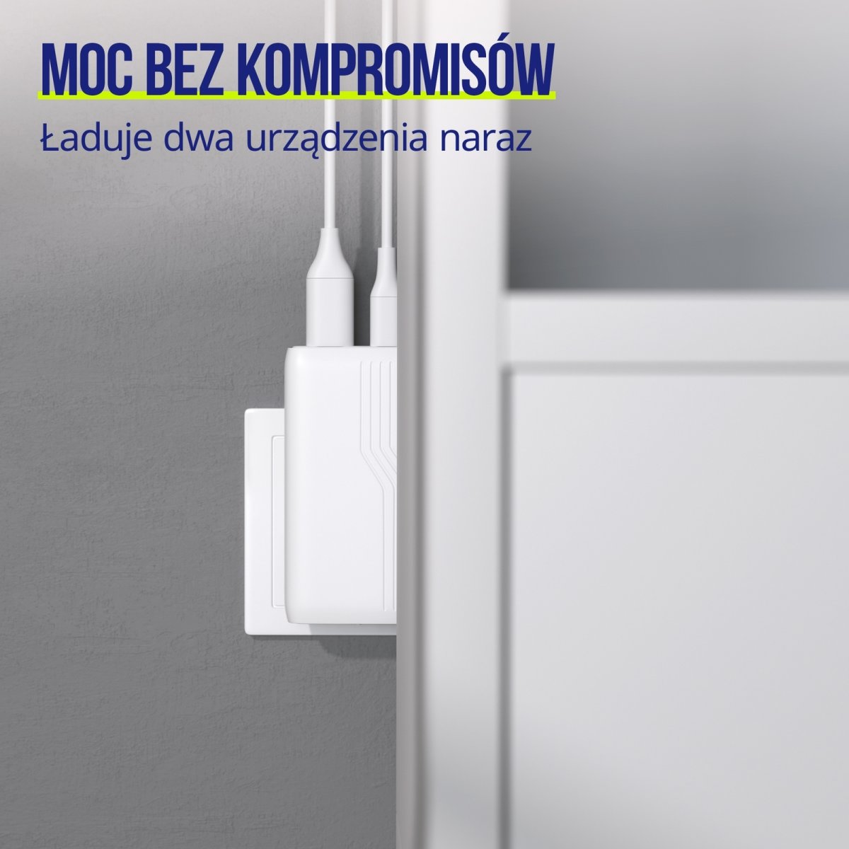 Allity Laddare, 1x USB-C, 1x USB-A, 65W - Vit