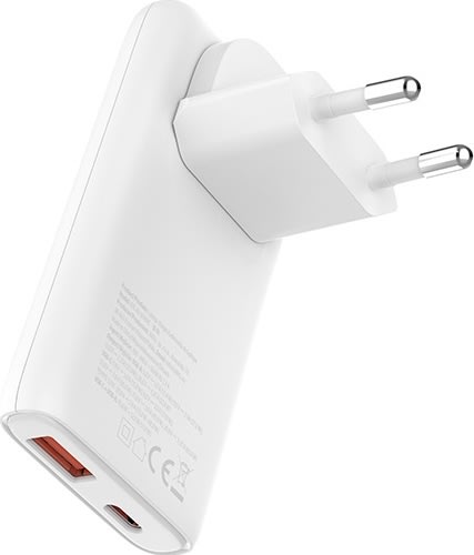 Allity Laddare, 1x USB-C, 1x USB-A, 65W - Vit