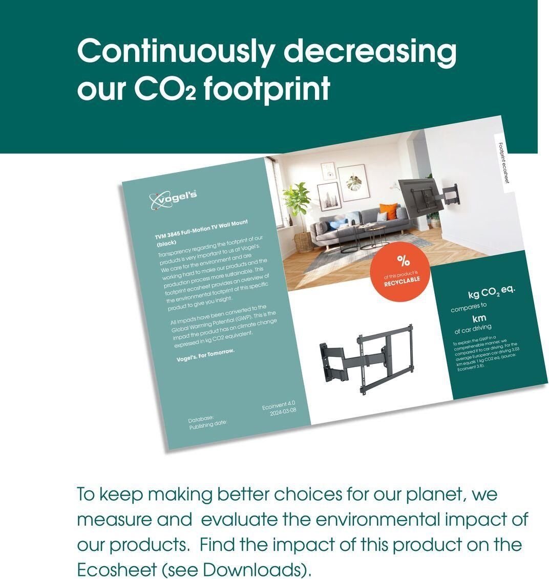 Vogel's TV-väggfäste, svart - TVM 3295