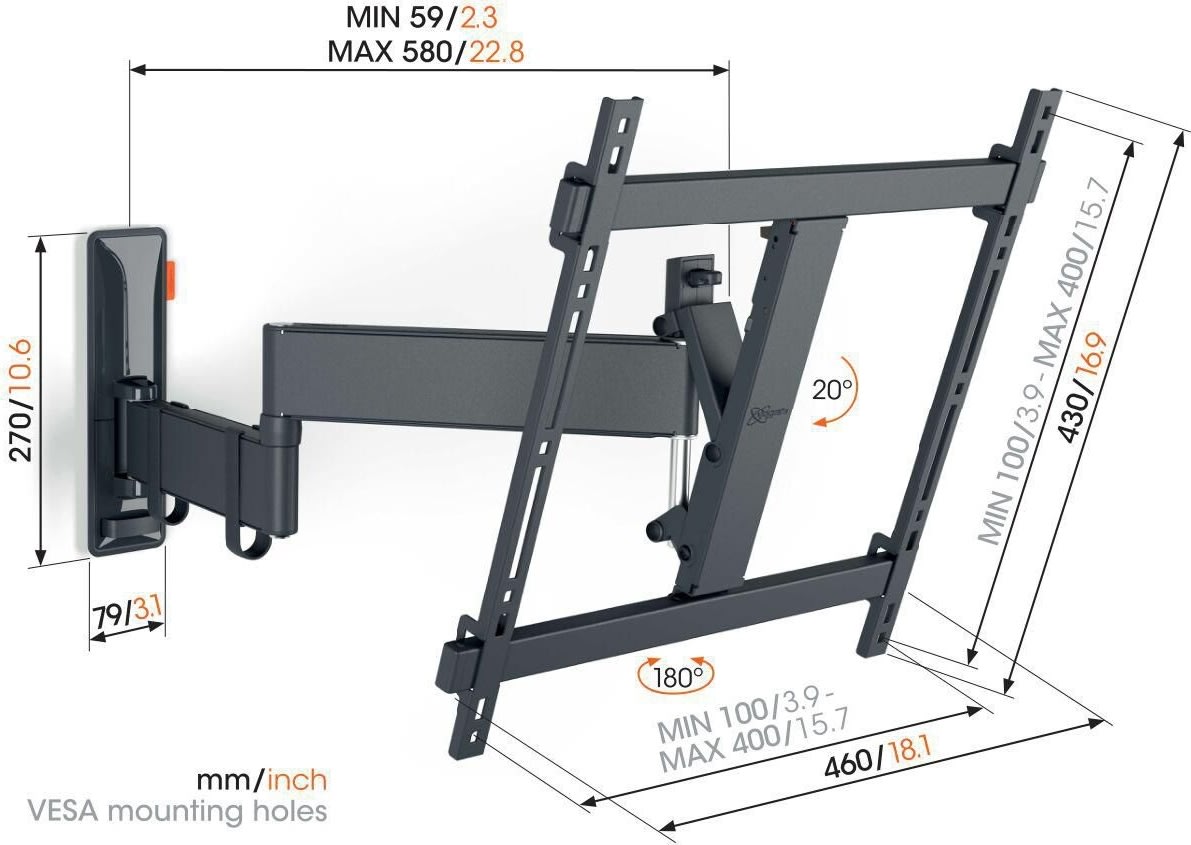 Vogel*s TV-väggfäste, svart - full motion