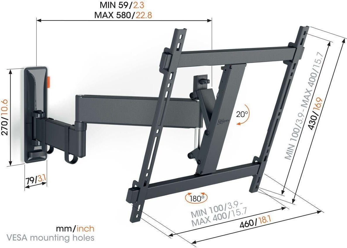 Vogel*s TV-väggfäste, svart - full motion