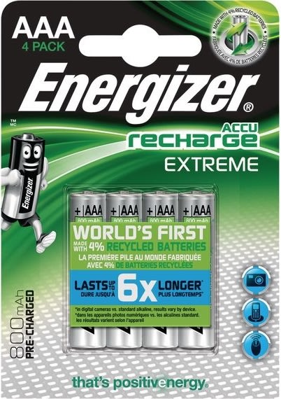 Energizer Rechargeable Extreme AAA-batteri, 4 st.