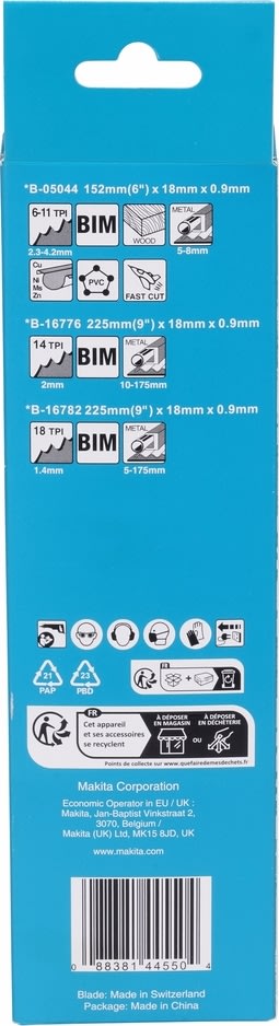 Makita Bajonettsågbsetsats i ask, 6 st.