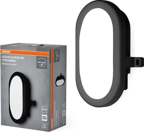 Osram LED-vägglampa, svart - 6W, 4000K