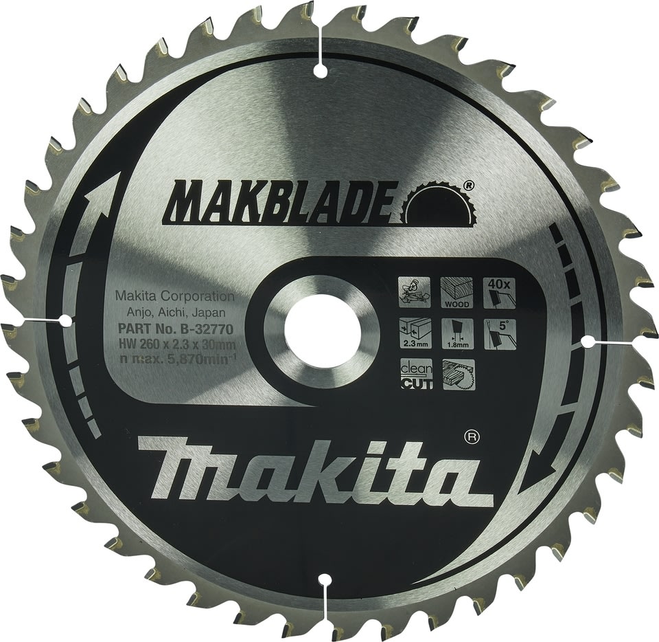 Makita HM-Sågklinga Ø260mm, 40T, MakBlade
