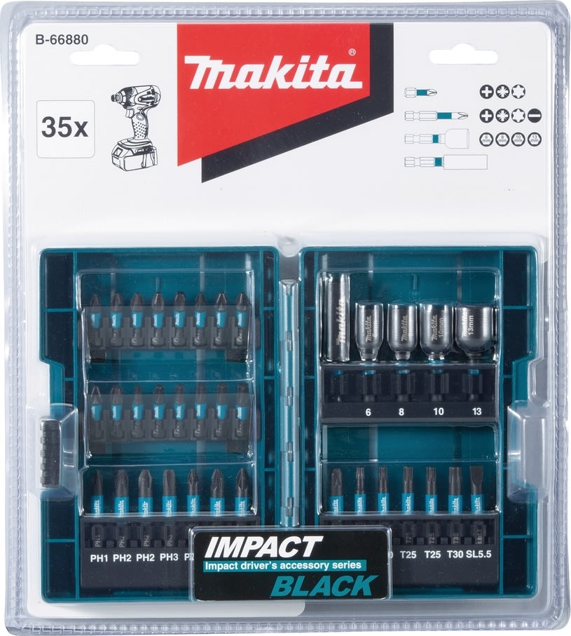 Makita Bitsset med 35 delar, Impact Black