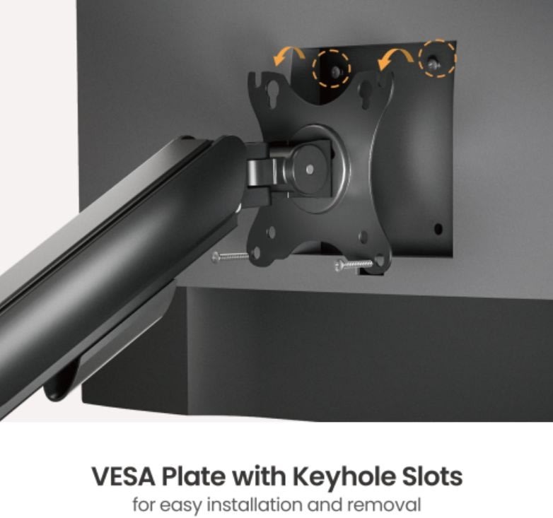 eStuff dubbel skärmhållare, svart - för skrivbord