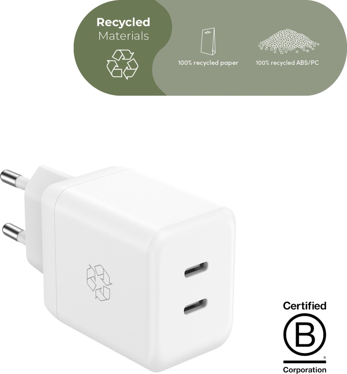 Essentials-laddare 35W, USB-C, vit
