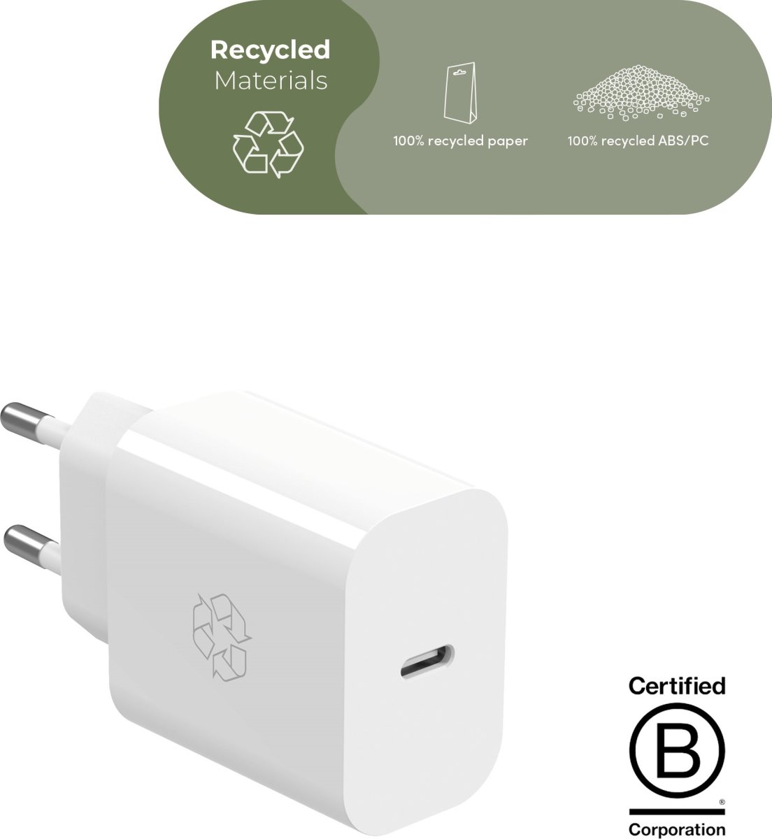 Ëssentials 40W USB-C strömadapter, vit