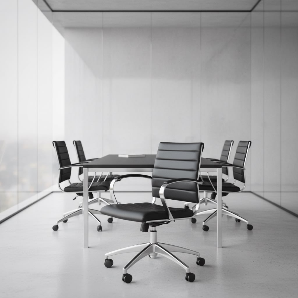 Rico konferensstol i svart PU med kromstativ