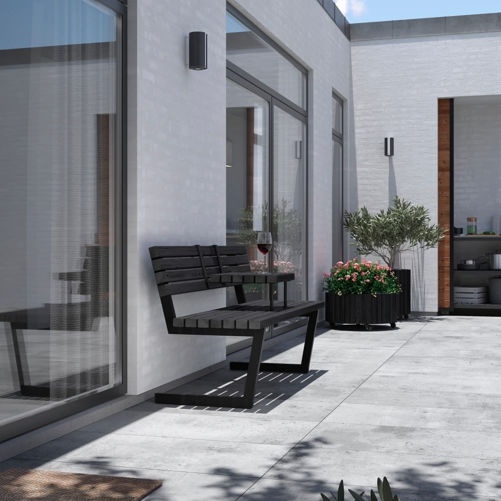 Plus Relaxbänk + hängbord, 150cm, Svart