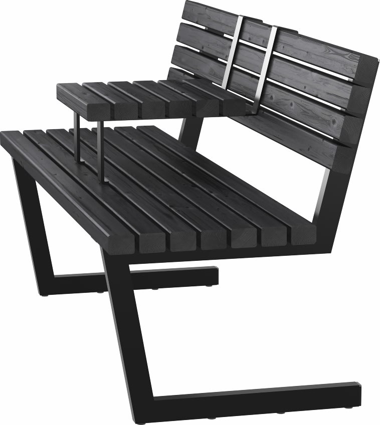 Plus Relaxbänk + hängbord, 150cm, Svart