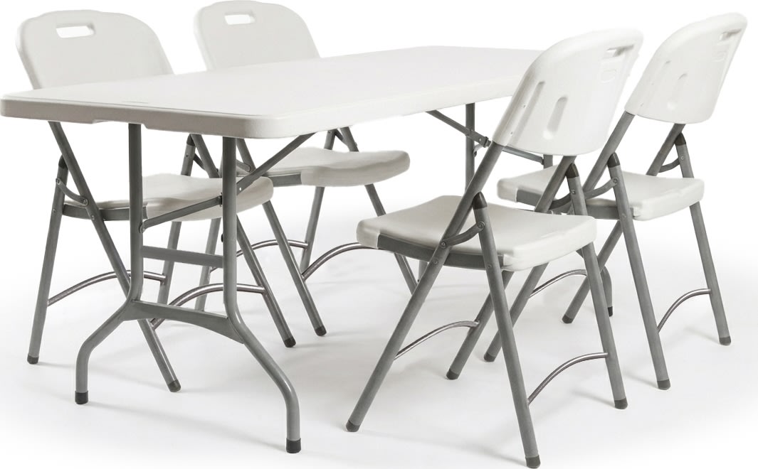 Park fällbara bord L150xB76xH74 cm, vitt/grått