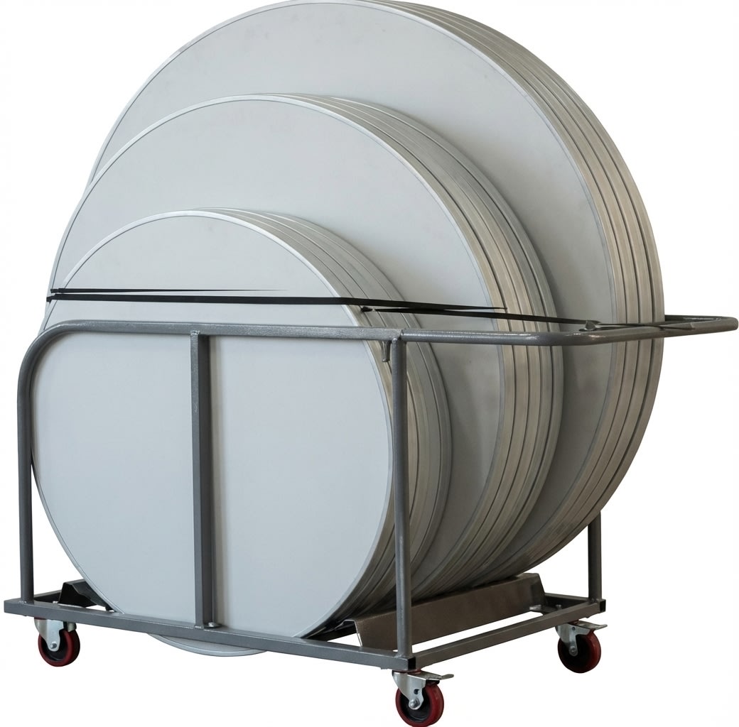 Park transportvagn för 12 runda bord