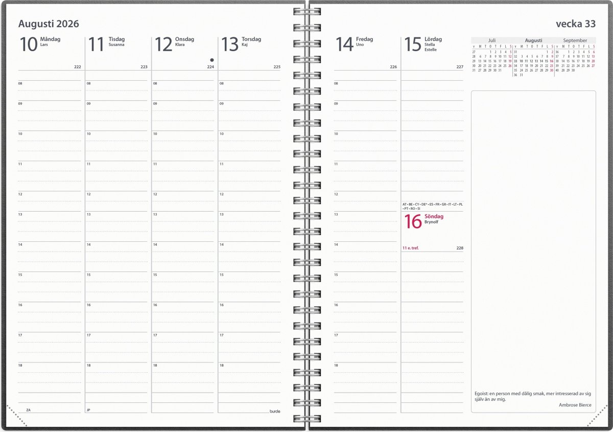 Burde 2026 Kalender, Business, Skinn, Svart
