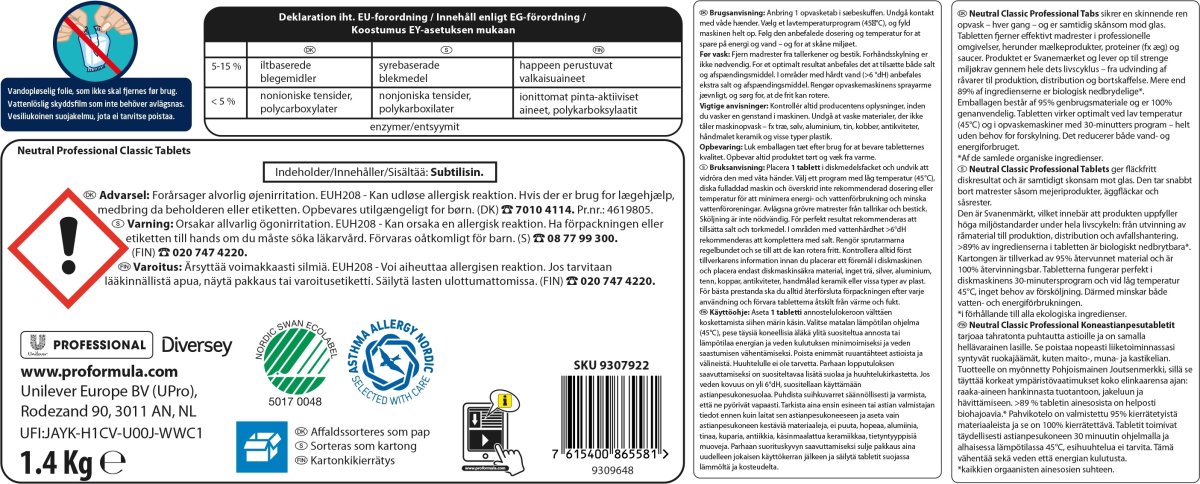 Neutral Diskmaskinstabletter | Classic | 100 Tabs