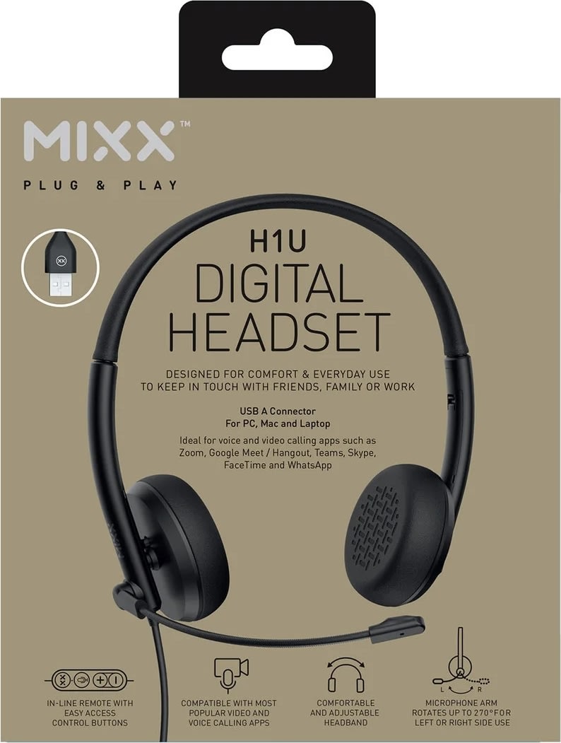 Mixx Headset Stereo H1u Kabelanslutet USB-A, svart
