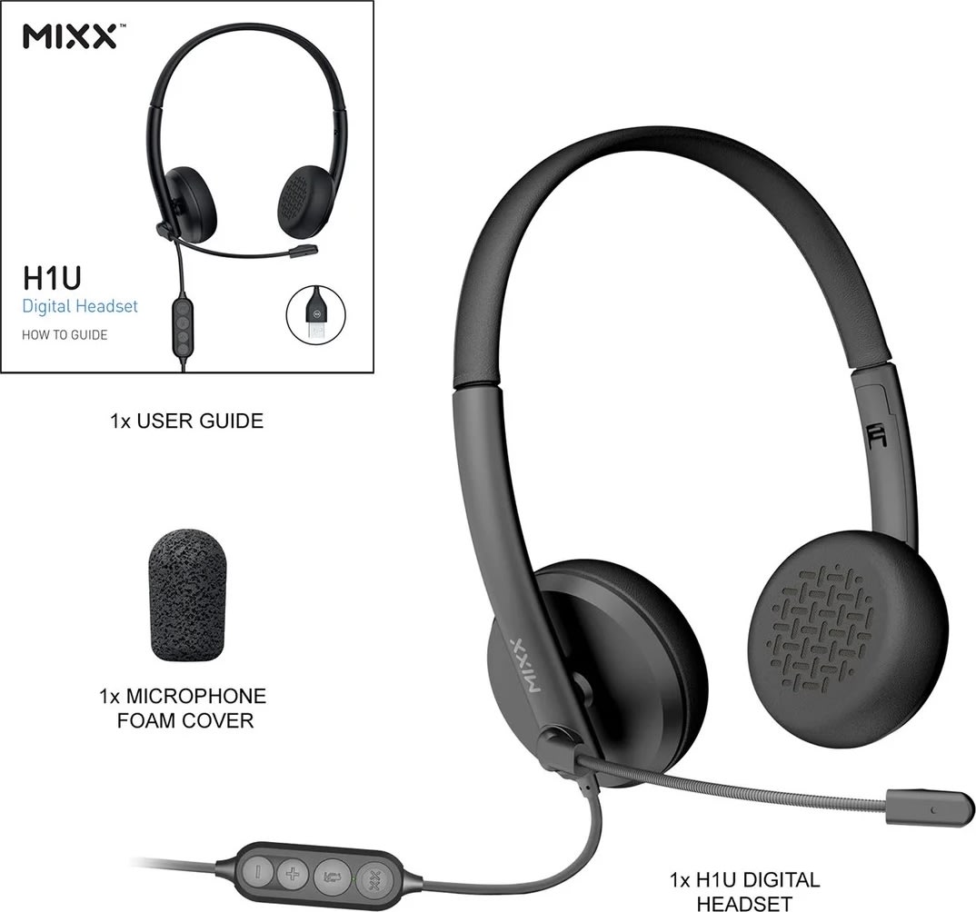 Mixx Headset Stereo H1u Kabelanslutet USB-A, svart