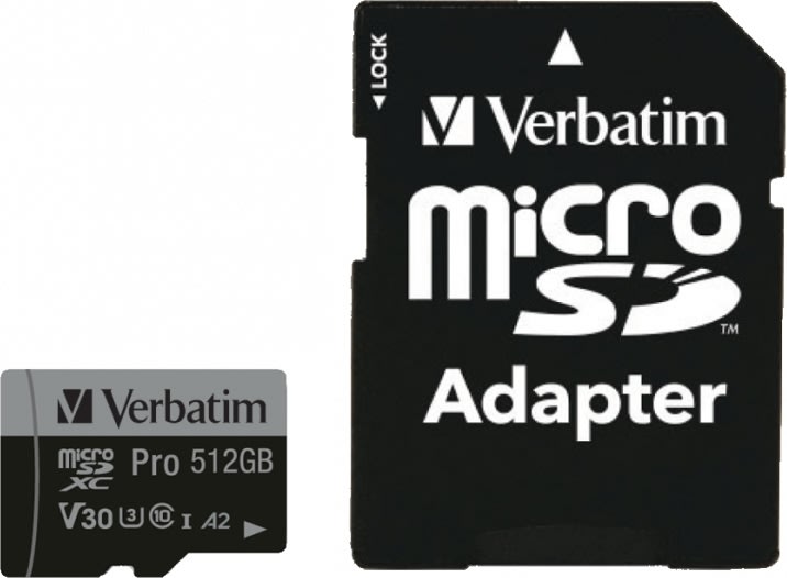 Verbatim Micro SDXC-kort, 512GB - Adapter