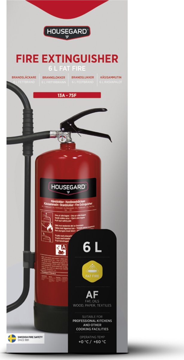 Housegard fettbrandsläckare | 6 L | Röd