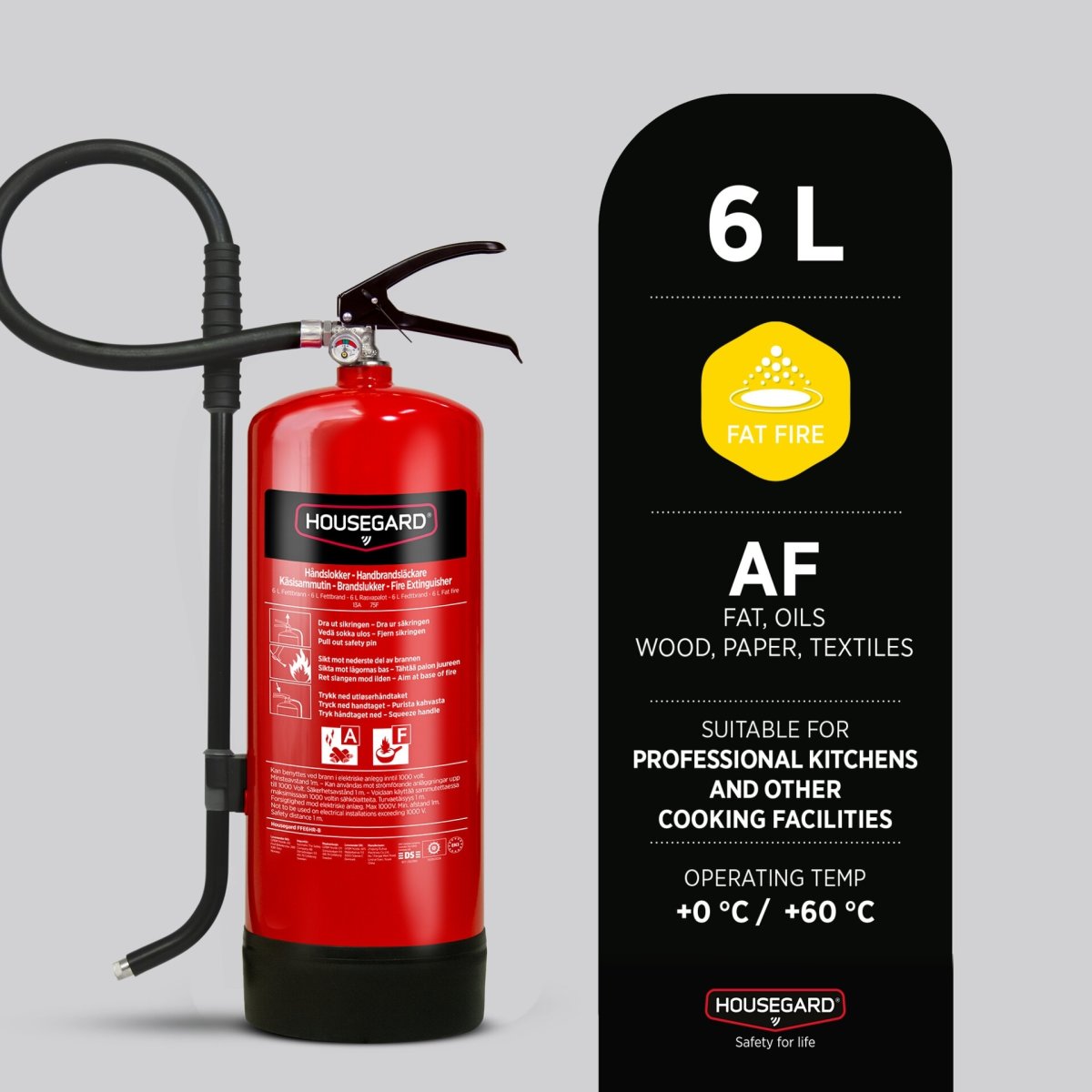 Housegard fettbrandsläckare | 6 L | Röd