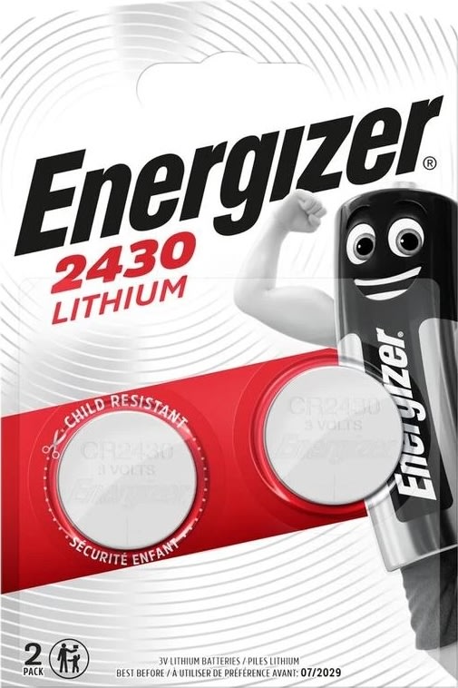 Energizer Litium CR2430 knappcellsbatteri, 2 st.