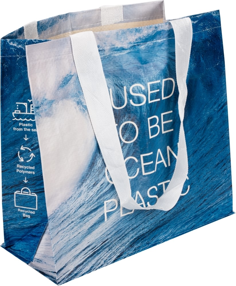 Bärkasse av 100% återvunnet havsavfall, 35x34x15cm