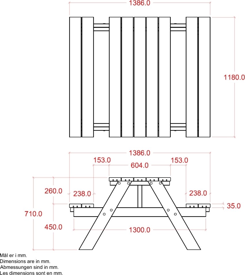 Plus Bistro bord-bänksats, 118 cm, Natur