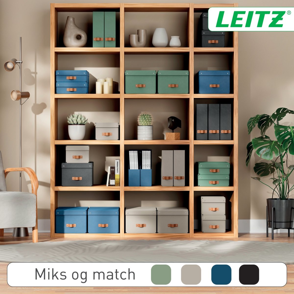 Leitz Puro Box med lock | M | Blå | 2 st.