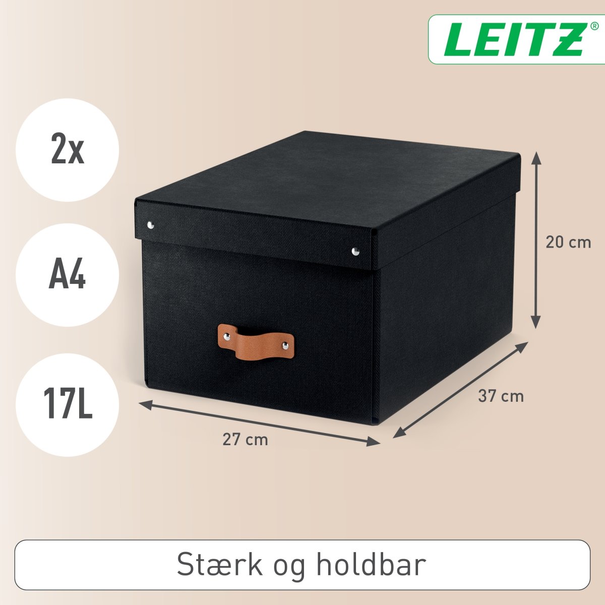 Leitz Puro Box m. lock | M | Svart | 2 st.