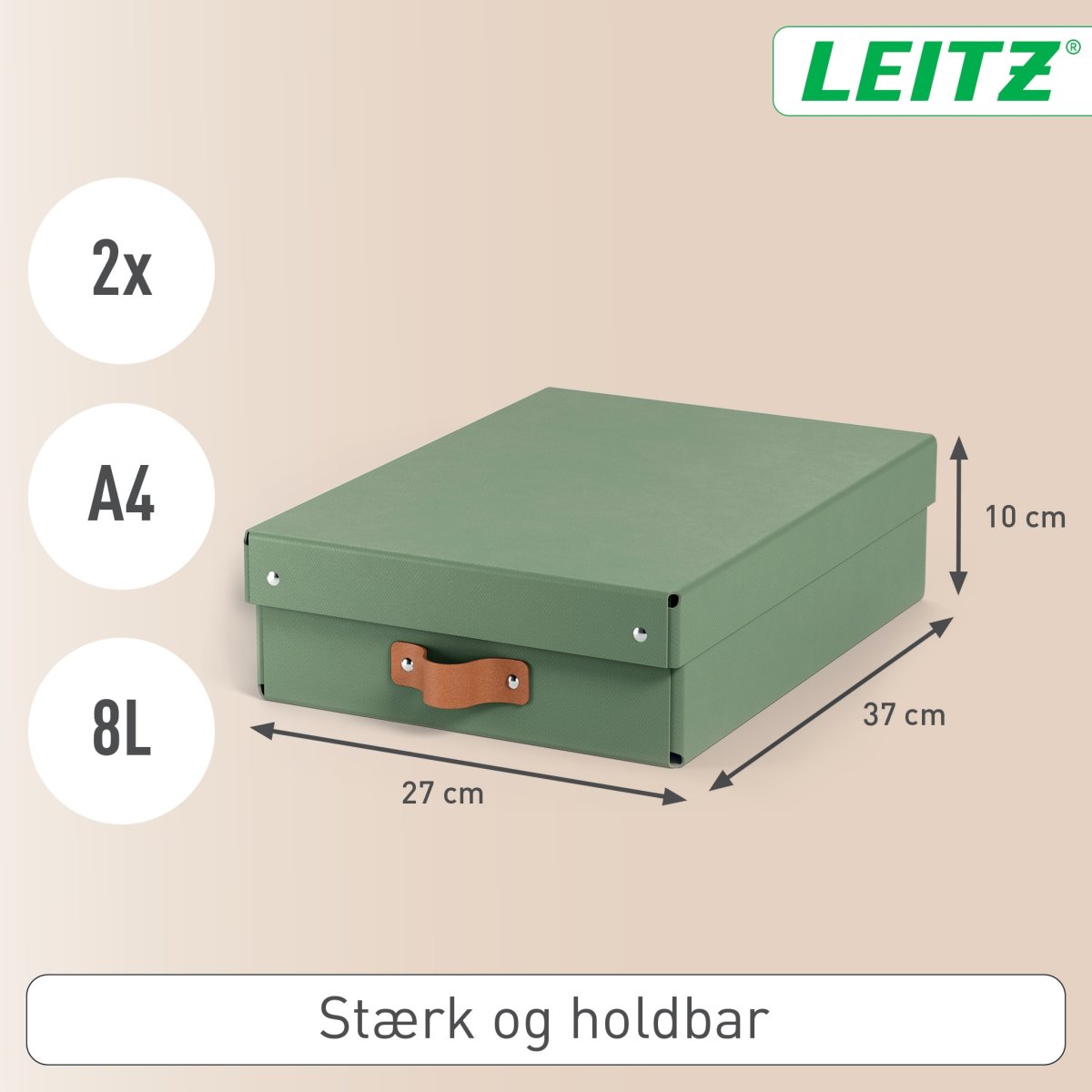 Leitz Puro Box m. lock | M låg | Grön | 2 st.