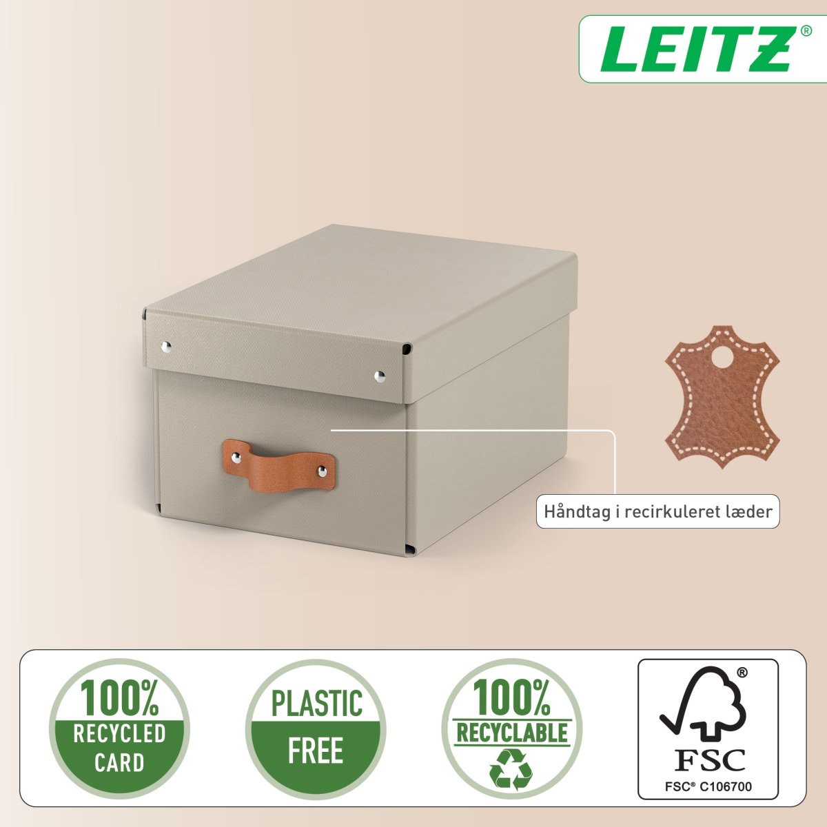 Leitz Puro Box med lock | S | Beige | 2 st.