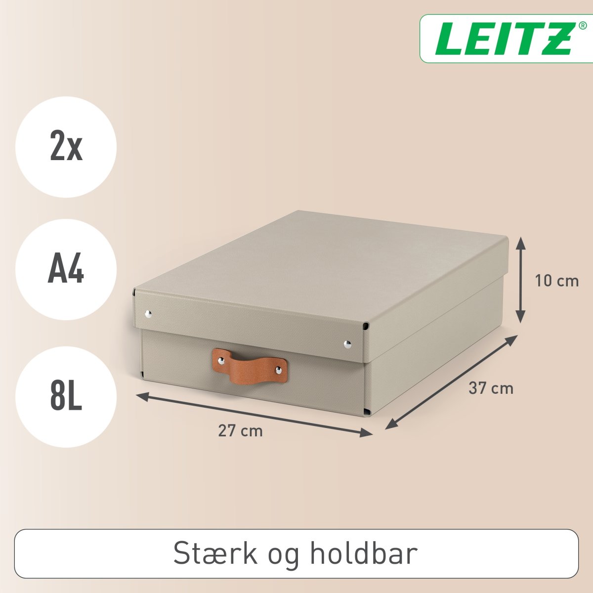 Leitz Puro Box m. lock | M låg | Beige | 2 st.
