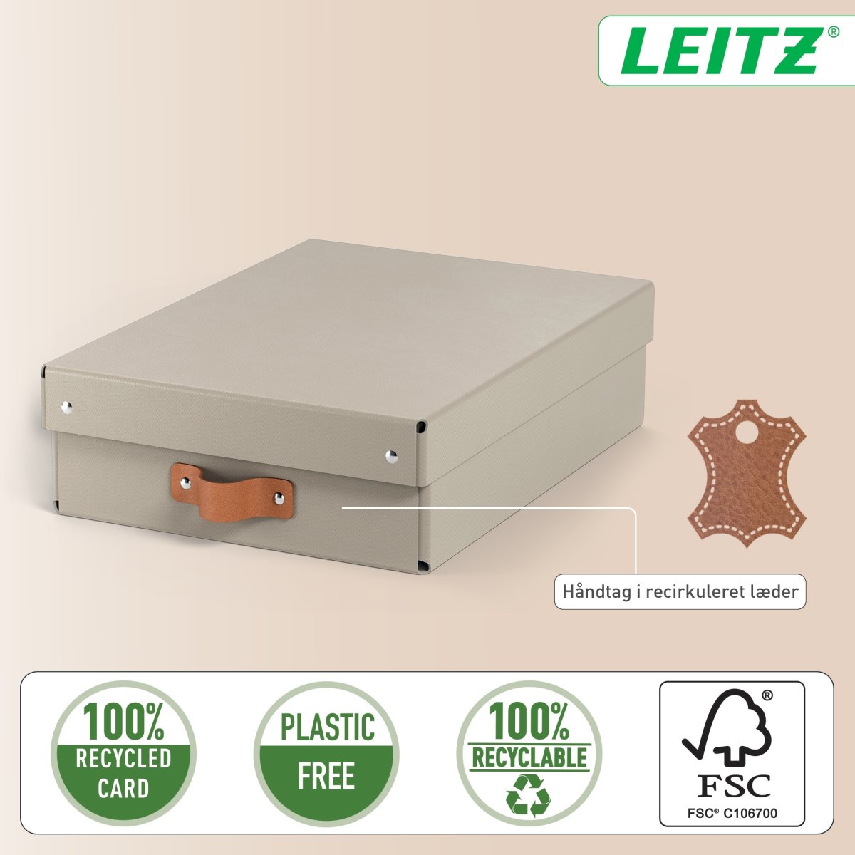 Leitz Puro Box m. lock | M låg | Beige | 2 st.