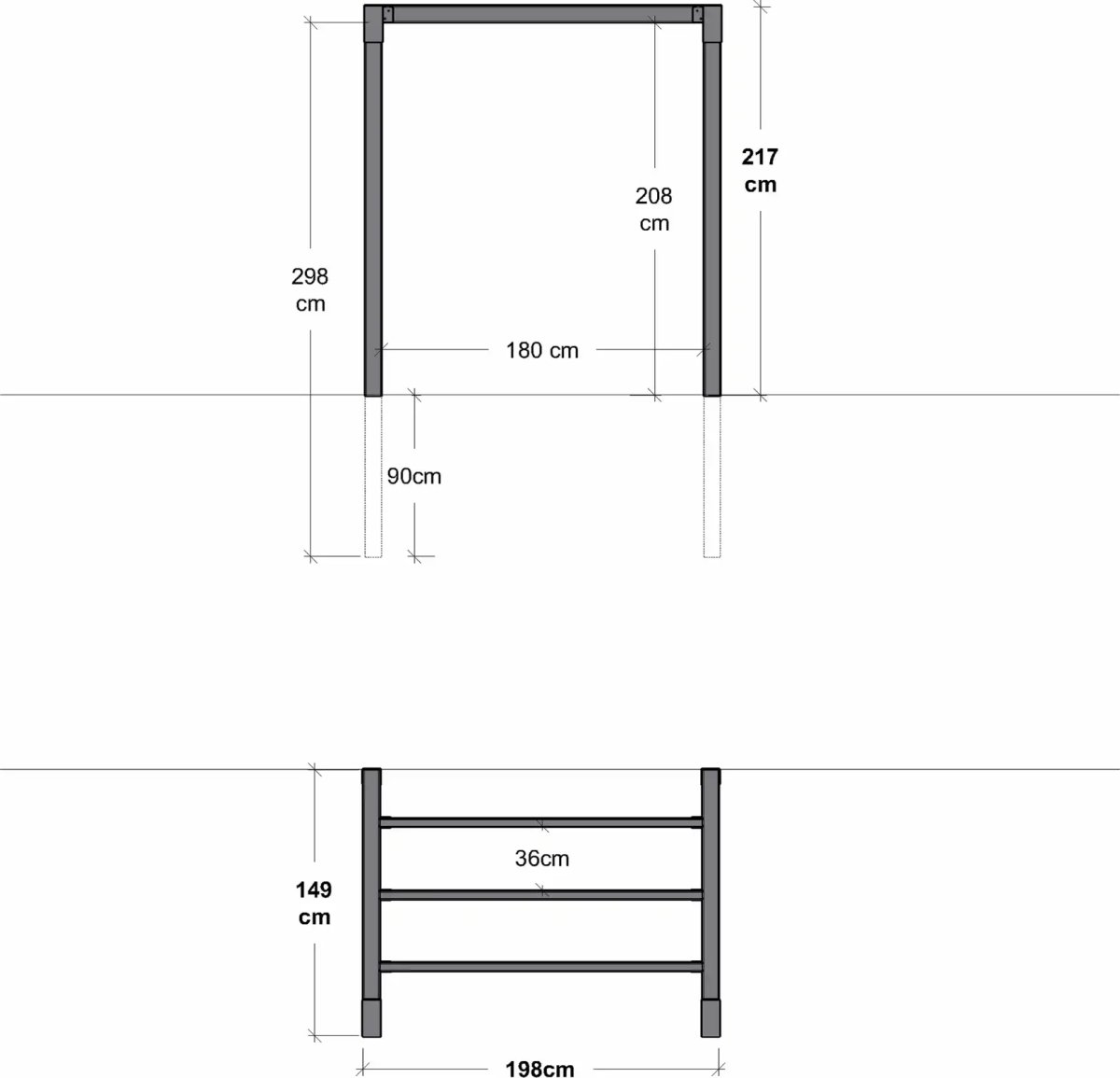 Plus Arcade Pergola modell 1, 1 fack, svart/svart