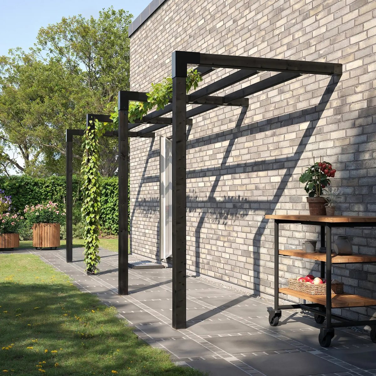 Plus Arcade Pergola modell 2, 3 fack, svart/svart