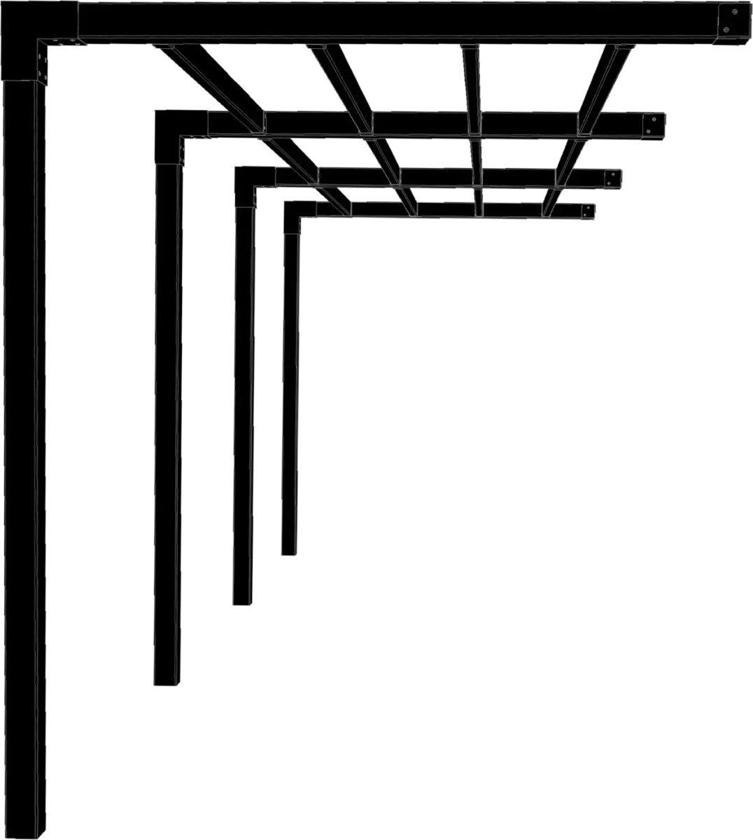 Plus Arcade Pergola modell 4, 3 sektioner, svart