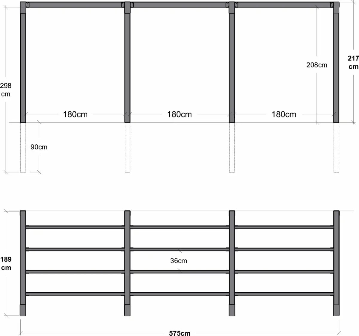 Plus Arcade Pergola modell 4, 3 sektioner, svart