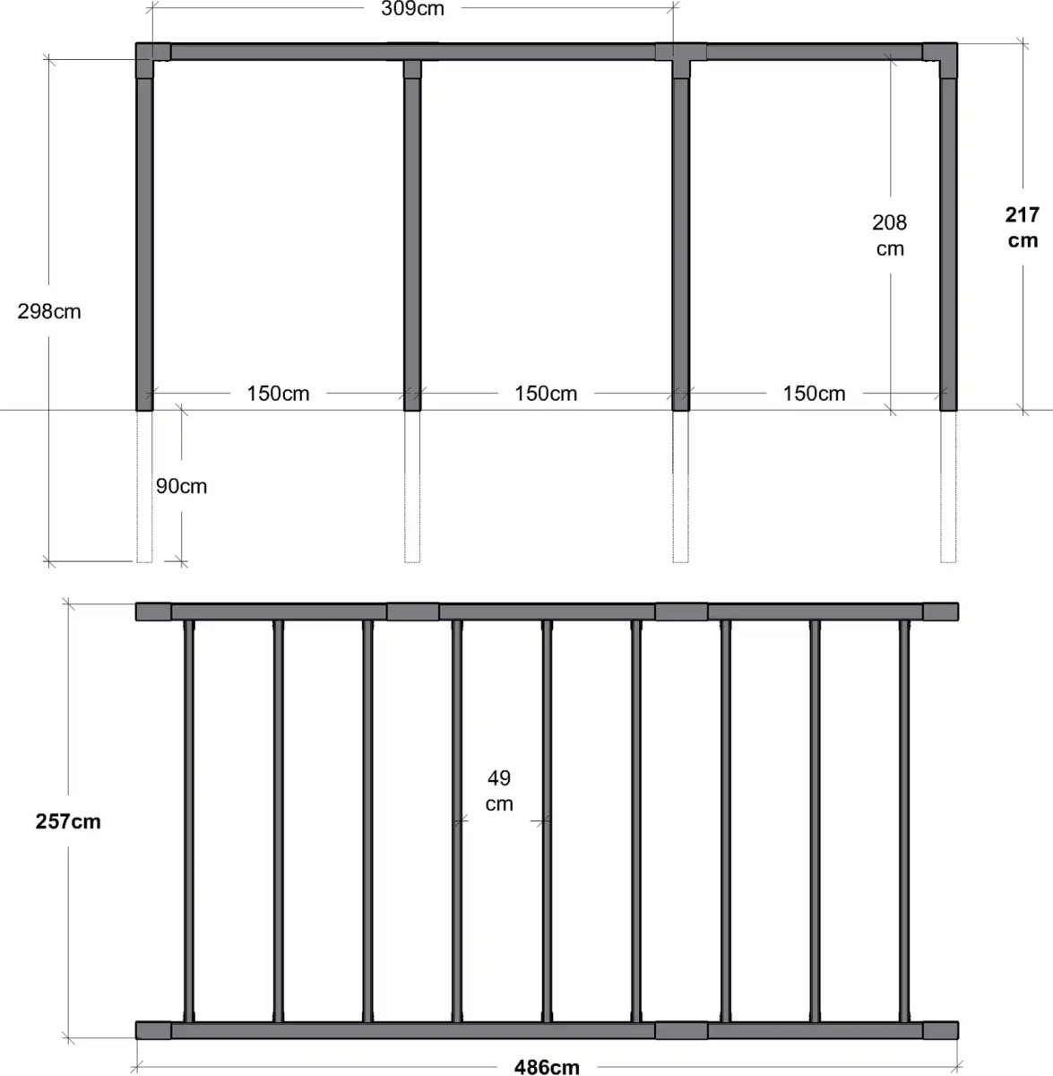 Plus Arcade Pergola modell 5, svart/svart