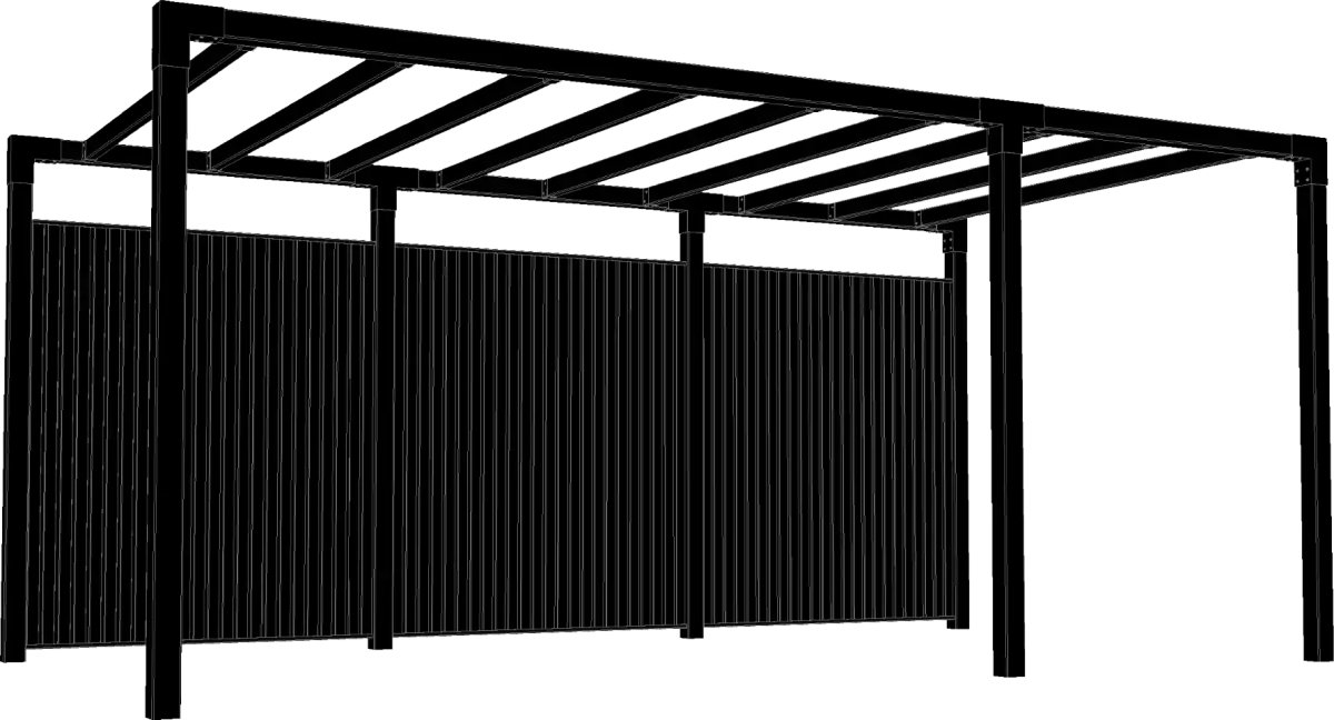 Plus Arcade Pergola modell 6 m. staket, svart