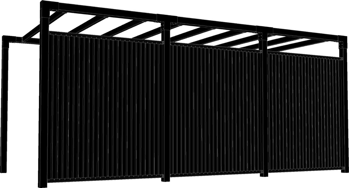 Plus Arcade Pergola modell 6 m. staket, svart