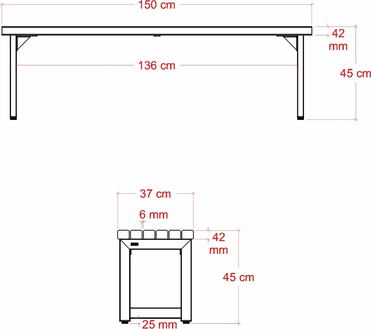 Plus Trend Living Plankbänk, Thermowood/svart