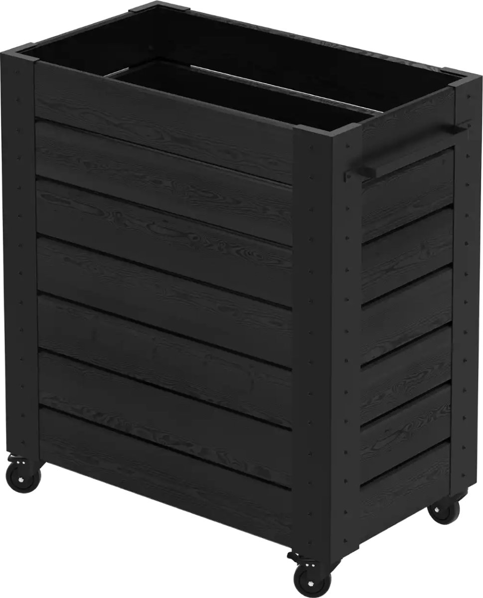 Plus Cubic Blomlåda med hjul 87x50x98, svart