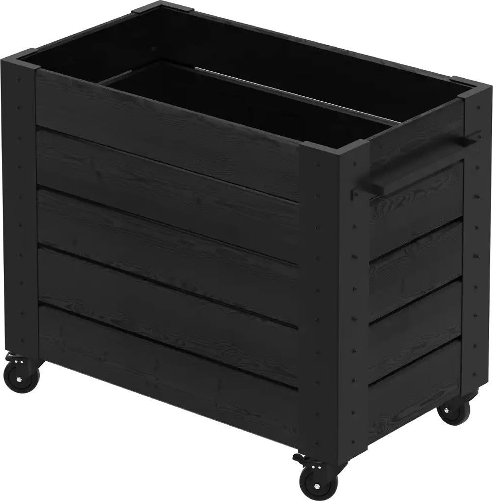 Plus Cubic Blomlåda med hjul 87x50x73, svart