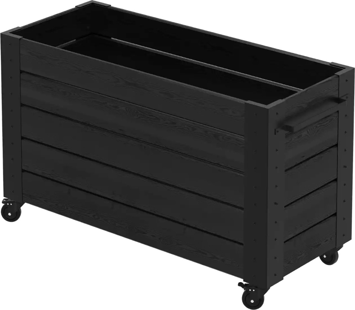 Plus Cubic Blomlåda m/hjul 120x50x73, svart