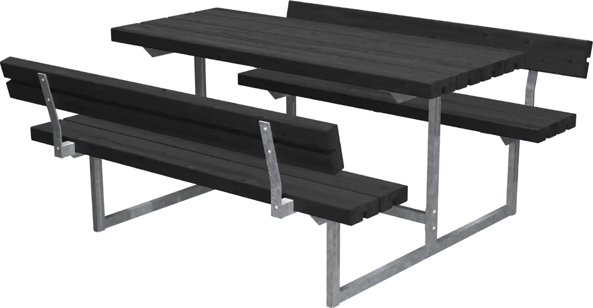 Plus Basic Jr bord/bänkset+ryggstöd, svart 118cm