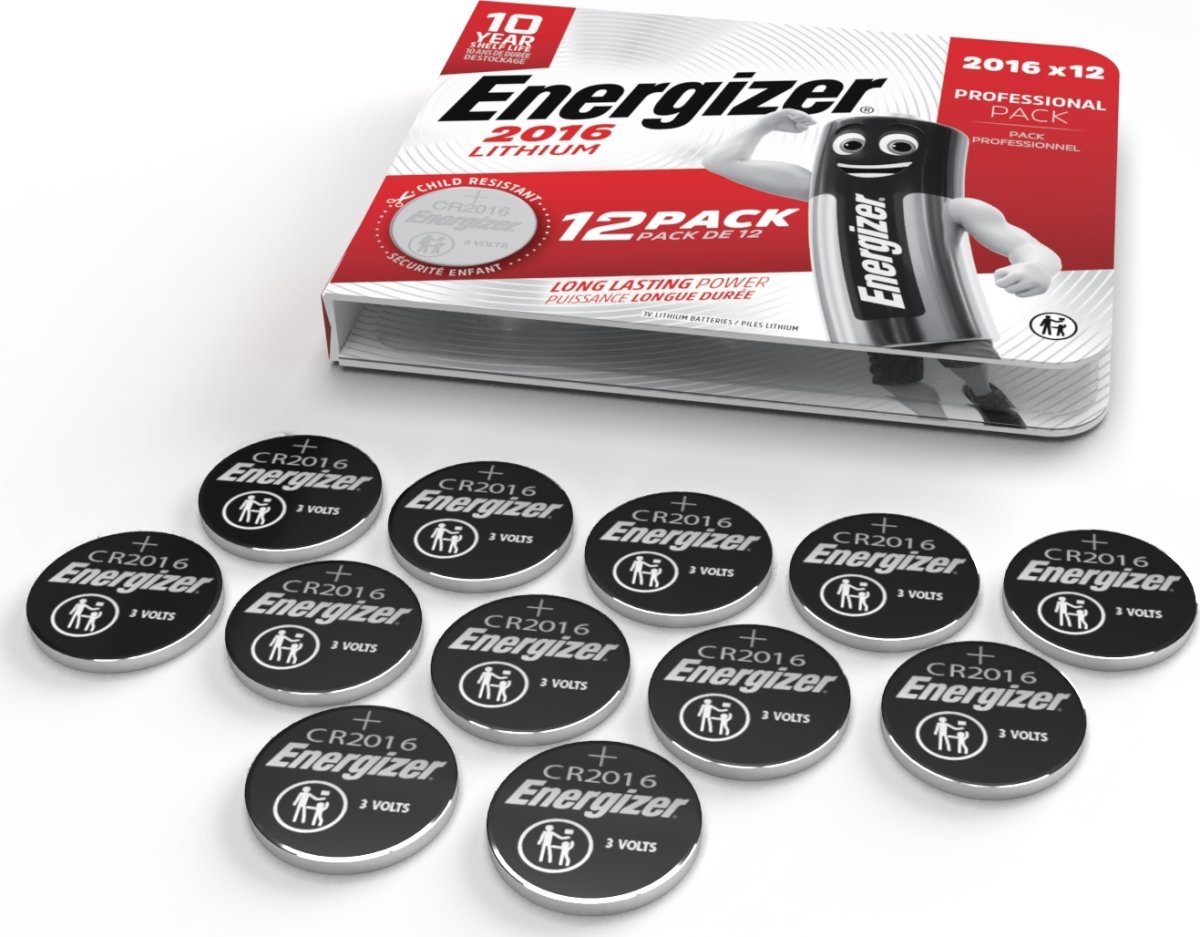 Energizer Litium CR2016 knappcellsbatteri, 12 st