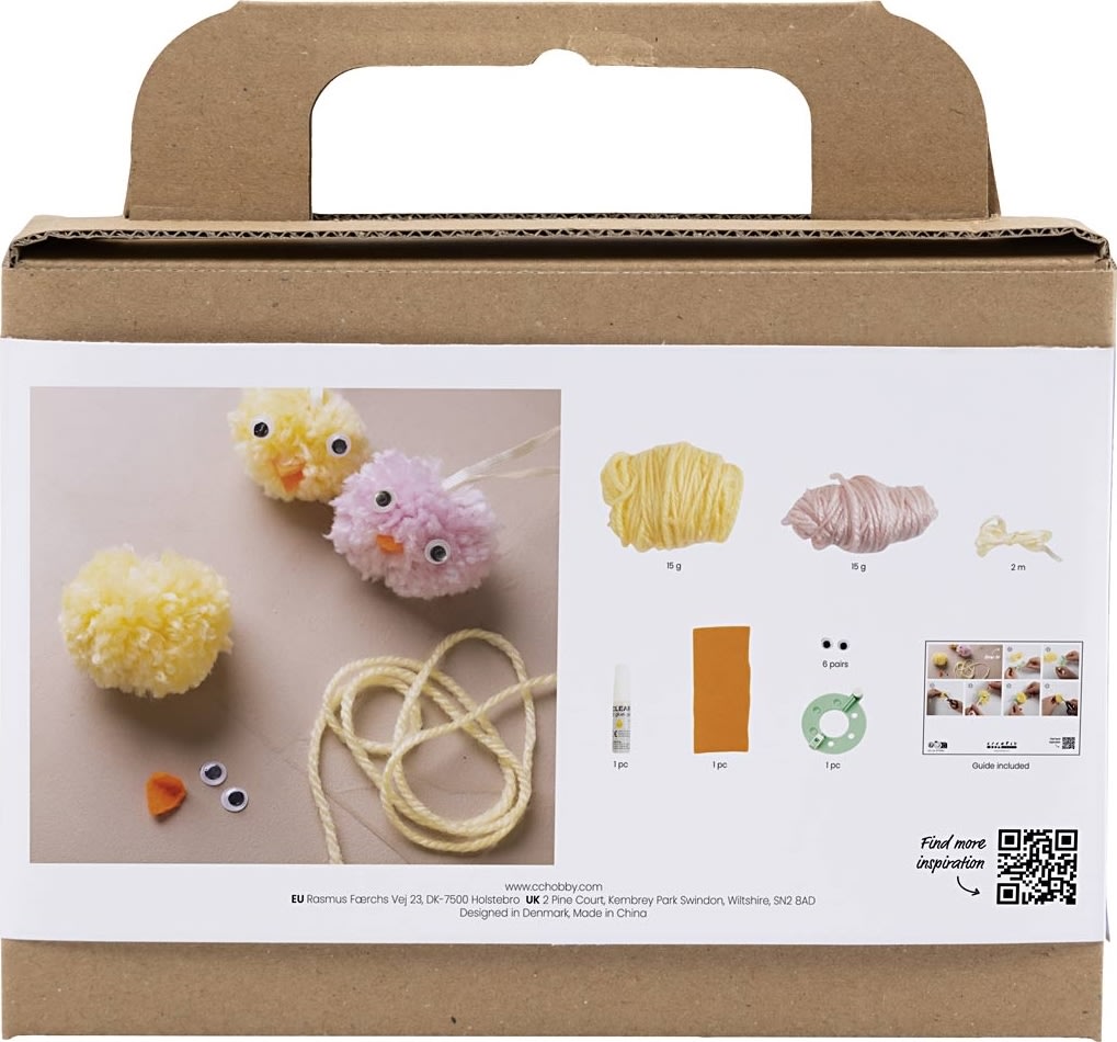 Mini DIY Kit Pompon | Kycklingar | Ass. färger