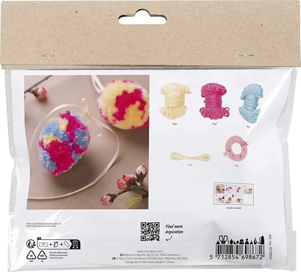 Mini DIY Kit Pompon | Ägg | Färgglad