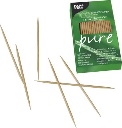 Tandpetare PURE Trä rund 8cm 100/fp